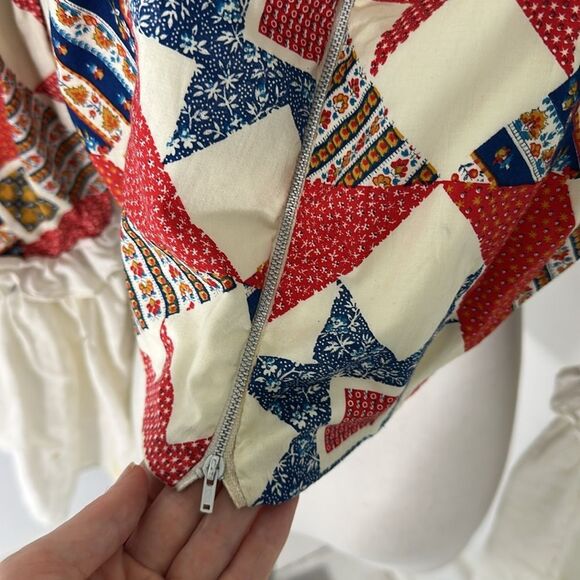 Vintage 60s Boned Patchwork Bell Sleeve Bodice As Is - Picture 8 of 9